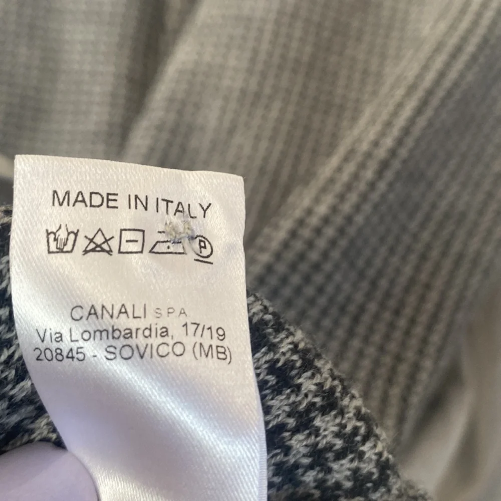 Canali Mens Long-sleeve Gray & Black‎ Houndstooth print front Sweater, Size XXL